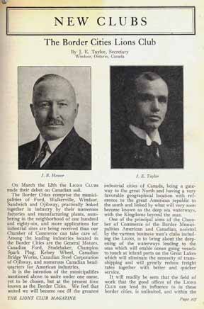 Border Cities Lions Club article from Lions Magazine, 1920